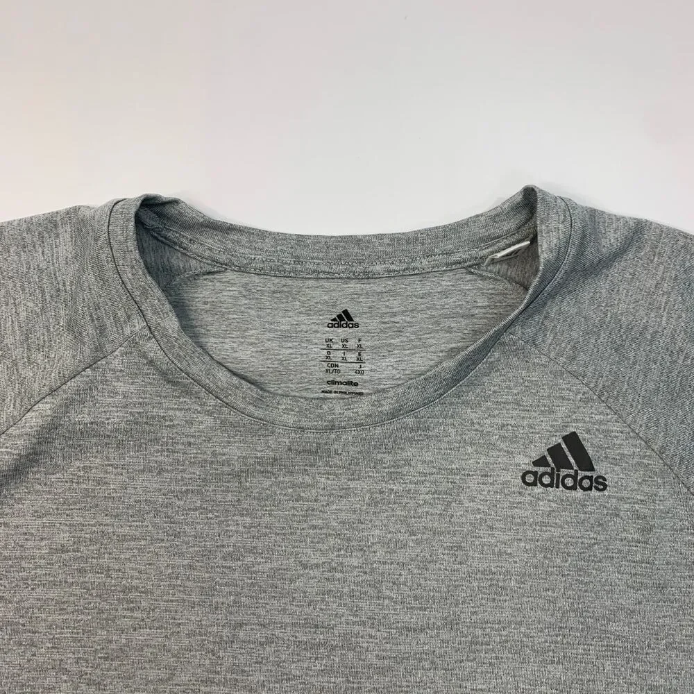 Adidas Training T Shirt Mens XL Extra Large Gray Climalite Short Sleeve Spacedye